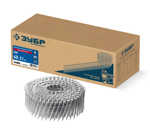 ЗУБР CSN 42 х 2.1 мм, барабанные гвозди для сайдинга оцинкованные, 14000 шт (305386-42) купить  в Сочи
