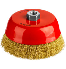 MIRAX 150 мм, витая стальная латунированная проволока 0.3 мм, чашечная щетка-крацовка для УШМ (35142-150)