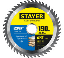 STAYER Expert, 190 x 30/20 мм, 48Т, точный рез, пильный диск по дереву (3682-190-30-48)