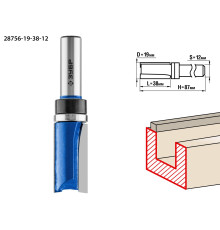 ЗУБР 19 x 38 мм, хвостовик 12 мм, фреза пазовая прямая с верхним подшипником. , Профессионал (28756-19-38-12)