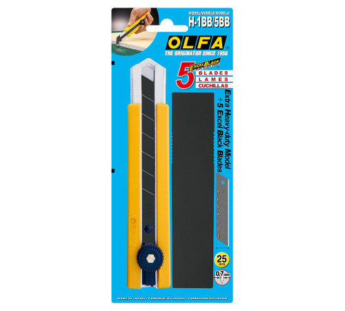 OLFA 25 мм, в комплекте с лезвиями EXCEL BLACK 5 шт, нож (OL-H-1BB/5BB ) купить  в Сочи