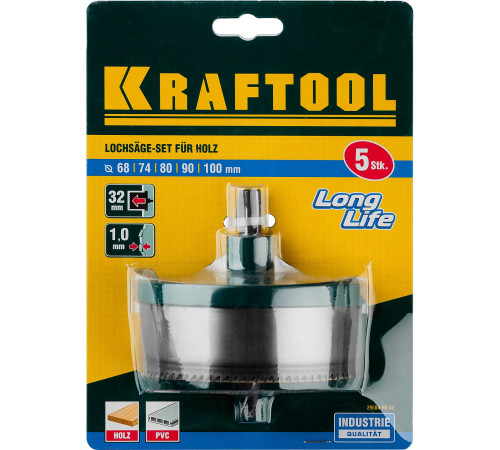 KRAFTOOL 5 шт, (68-74-80-90-100 x 32 мм), наборная кольцевая пила по дереву (29584-H5-32) купить в Сочи KRAFTOOL 5 шт, (68-74-80-90-100 x 32 мм), наборная кольцевая пила по дереву (29584-H5-32) купить в Сочи
