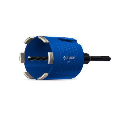 ЗУБР АСК d 72 мм (М16, рабочая глубина 75 мм, лазерная сварка), алмазная сегментная коронка для подрозетников, Профессионал (29875-72) купить  в Сочи