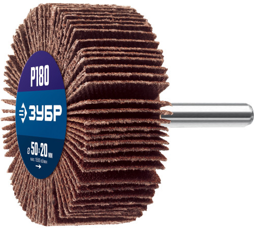 ЗУБР d 50 x 20 мм, P180, на шпильке d 6 мм, круг шлифовальный лепестковый, Профессионал (36601-180) купить  в Сочи