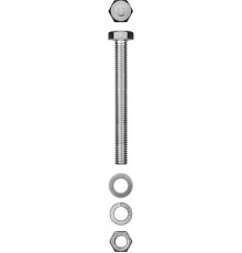ЗУБР DIN 933, M8 х 100 мм, цинк, 2 шт, болт с гайкой и шайбами (303436-08-100)