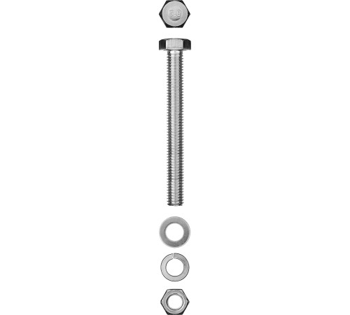 ЗУБР DIN 933, M8 х 100 мм, цинк, 2 шт, болт с гайкой и шайбами (303436-08-100) купить  в Сочи
