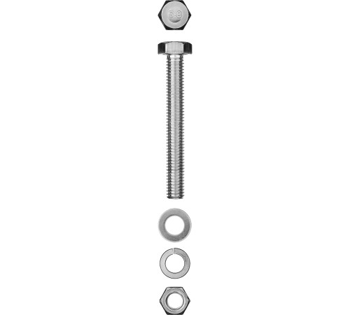 ЗУБР DIN 933, M10 х 80 мм, цинк, 2 шт, болт с гайкой и шайбами (303436-10-080) купить  в Сочи