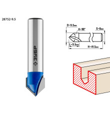 ЗУБР 9.5 x 9.5 мм, угол 90° мм, фреза пазовая галтельная V-образная, Профессионал (28752-9.5)