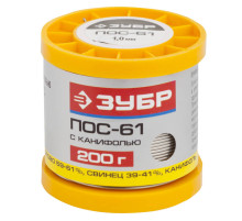 ЗУБР 200 г, 1 мм, трубка, ПОС 61, припой (55450-200-10C)