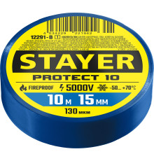 STAYER PROTECT-10, 15 мм х 10 м, 5 000 В, синяя, изолента ПВХ, Professional (12292-B)