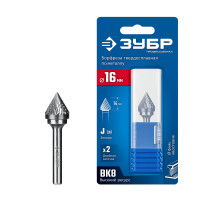 ЗУБР 16х14 мм, тип J (зенкер с вершиной 60°), хв-к 6 мм, твердосплавная борфреза, ПРОФЕССИОНАЛ (28808-16-14)