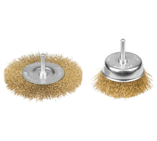 STAYER 2 шт, витая стальная латунированная проволока 0.3 мм, набор щеток-крацовок для дрели, Professinal (35150-H2) купить  в Сочи