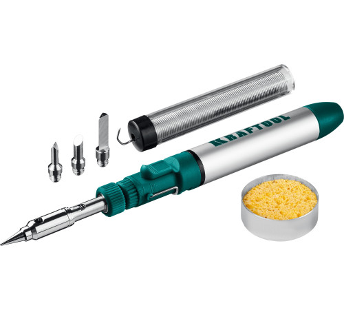 KRAFTOOL SolderGas, 70 B, 30 - 70 Вт, 1300°С, горелка, фен, набор 8 в 1, газовый паяльник (55504-H8) купить  в Сочи