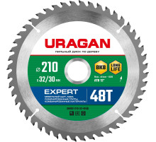 URAGAN Expert, 210 х 32/30 мм, 48Т, пильный диск по дереву (36802-210-32-48)