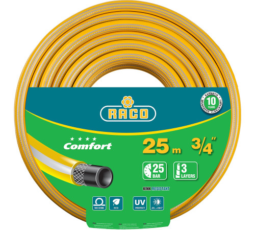 RACO COMFORT, 3/4″, 25 м, 25 атм, трёхслойный, армированный, поливочный шланг (40303-3/4-25) купить в Сочи RACO COMFORT, 3/4″, 25 м, 25 атм, трёхслойный, армированный, поливочный шланг (40303-3/4-25) купить в Сочи