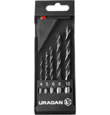 URAGAN 5 шт: 4-5-6-8-10 мм, набор спиральных сверл по дереву (29419-H5)
