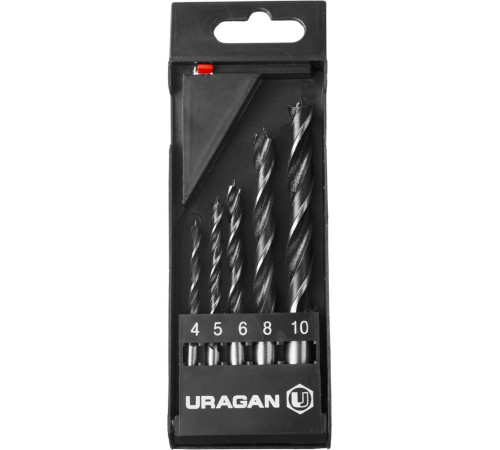 URAGAN 5 шт: 4-5-6-8-10 мм, набор спиральных сверл по дереву (29419-H5) купить  в Сочи
