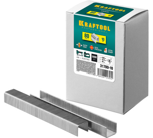KRAFTOOL тип 21GA (80/Pr A/Senco AT) 10 мм, 5000 шт, скобы для степлера (31780-10) купить в Сочи KRAFTOOL тип 21GA (80/Pr A/Senco AT) 10 мм, 5000 шт, скобы для степлера (31780-10) купить в Сочи