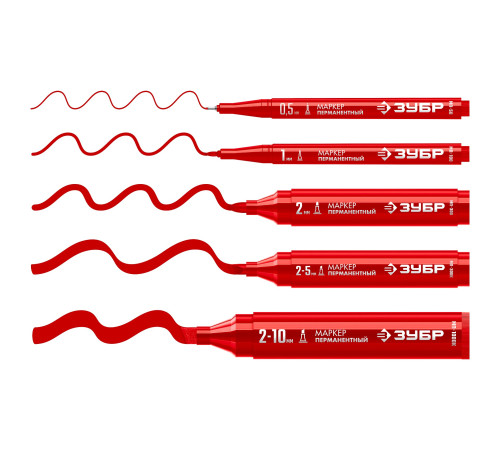 ЗУБР МП-300К красный, 2-5 мм, клиновидный перманентный маркер (06323-3) купить  в Сочи