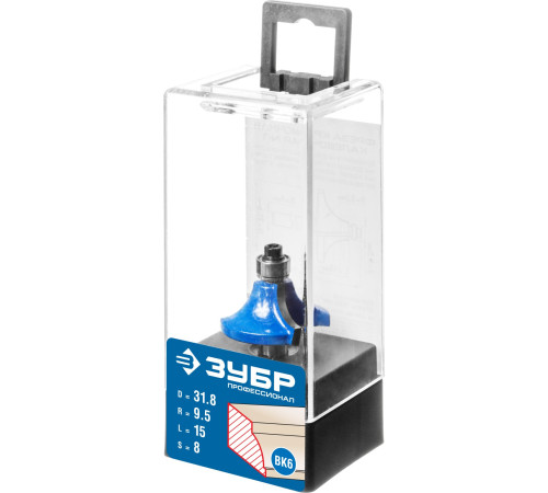 ЗУБР 31.8 x 15 мм, радиус 9.5 мм, фреза кромочная калевочная №1, Профессионал (28700-31.8) купить  в Сочи