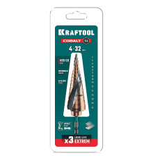 KRAFTOOL COBALT 4-32мм, 15 ступеней, азотирование, винтовая спираль, сверло ступенчатое(29691-4-32-15)