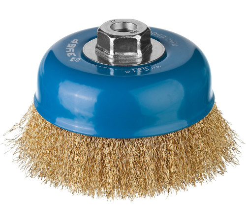 ЗУБР 125 мм, витая стальная латунированная проволока 0.3 мм, чашечная щетка-крацовка для УШМ, Профессионал (3526-125) купить  в Сочи