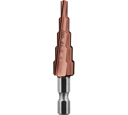 ЗУБР Кобальт, 4-12 мм, 5 ступеней, сталь Р6М5, кобальтовое покрытие, ступенчатое сверло, Профессионал (29672-4-12-5) купить  в Сочи
