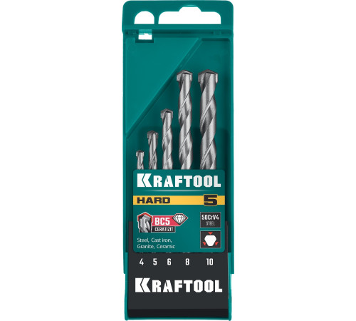 KRAFTOOL Hard, 5 шт: 4-5-6-8-10 мм, набор сверл по по твёрдым материалам (29177-H5) купить в Сочи KRAFTOOL Hard, 5 шт: 4-5-6-8-10 мм, набор сверл по по твёрдым материалам (29177-H5) купить в Сочи
