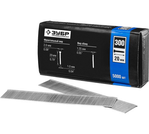 ЗУБР тип 18GA (47/300/F) 20 мм, 5000 шт, гвозди для нейлера, Профессионал (31830-20) купить  в Сочи