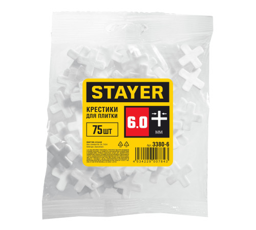 STAYER 6 мм, 75 шт, крестики для плитки (3380-6) купить  в Сочи