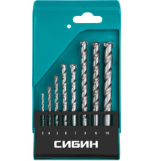СИБИН 8 шт: d 3-4-5-6-7-8-9-10 мм, набор сверл по бетону (29112-H8)