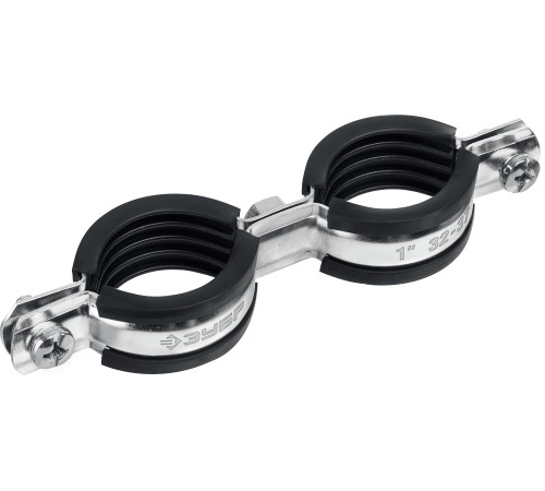 ЗУБР 1″, цинк, 8 шт, двойной трубный хомут (37890-32-37) купить  в Сочи