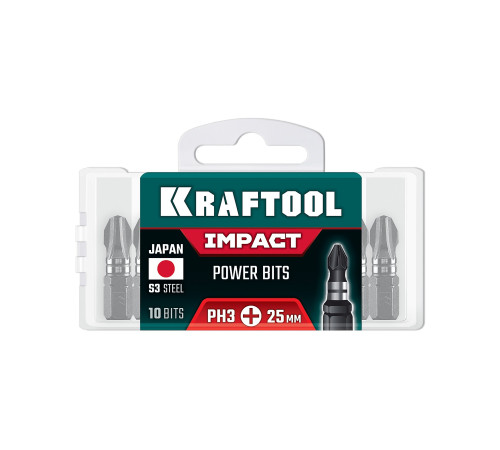 KRAFTOOL Impact PH 3, 25 мм, 10 шт, ударные биты (26191-3-25-S10) купить  в Сочи