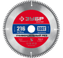 ЗУБР Универсальный рез, 216 x 30/20 мм, 100Т, пильный диск по алюминию (36916-216-30-100)