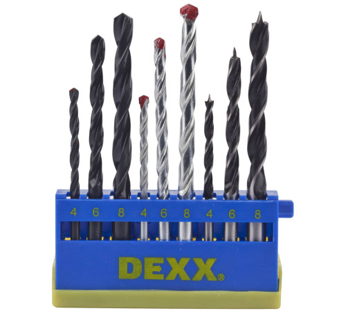 DEXX дерево 4-6-8 мм, металл 4-6-8 мм, бетон 4-6-8 мм, набор комбинированных сверл (2970-H9) купить в Сочи DEXX дерево 4-6-8 мм, металл 4-6-8 мм, бетон 4-6-8 мм, набор комбинированных сверл (2970-H9) купить в Сочи