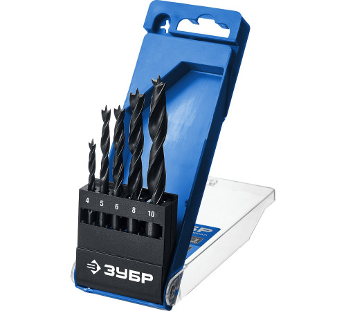 ЗУБР 5 шт: (4-5-6-8-10 мм), М-образная заточка, набор сверл спиральных по дереву, Профессионал (29421-H5) купить  в Сочи