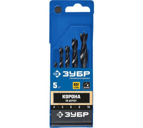 ЗУБР 5 шт: (4-5-6-8-10 мм), М-образная заточка, набор сверл спиральных по дереву, Профессионал (29421-H5) купить  в Сочи