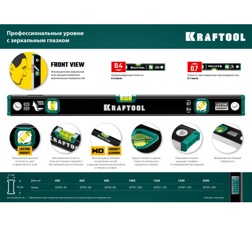 KRAFTOOL 1000 мм, с зеркальным глазком, уровень (34781-100) купить  в Сочи