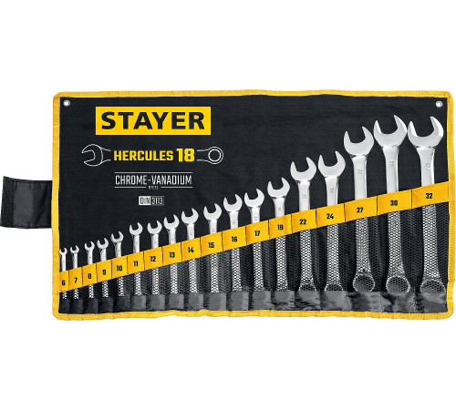 STAYER HERCULES, 18 шт, 6 - 32 мм, набор комбинированных гаечных ключей, Professional (27081-H18) купить в Сочи STAYER HERCULES, 18 шт, 6 - 32 мм, набор комбинированных гаечных ключей, Professional (27081-H18) купить в Сочи