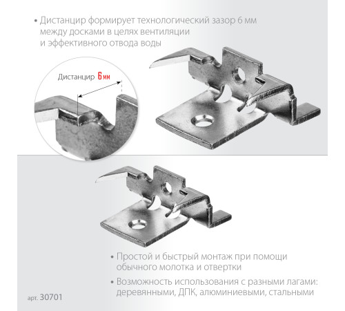 ЗУБР Союз, цинк, 80 шт, крепеж с шипами и дистанциром для террасной доски (30701) купить  в Сочи