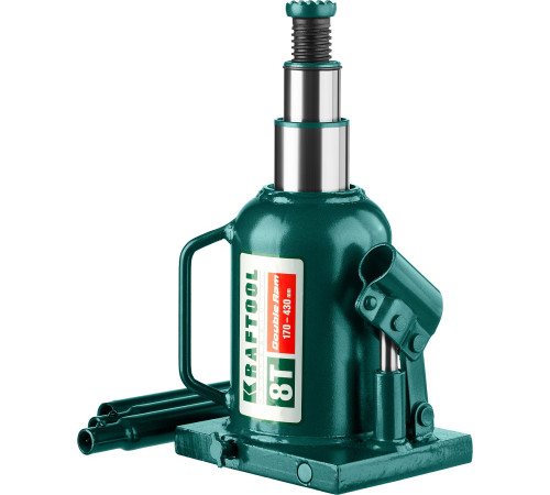 KRAFTOOL DOUBLE RAM, 8 т, 170 - 430 мм, с увеличенным подъемом, двухштоковый бутылочный домкрат (43463-8) купить  в Сочи