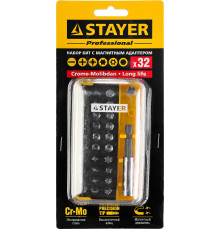 STAYER с магнитным адаптером, 32 шт, набор бит, Professional (26135-H32)