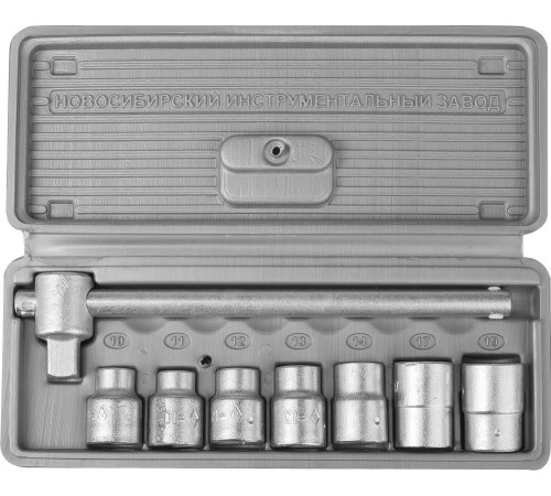 НИЗ Шоферский инструмент №1, 8 предм., 1/2″, набор торцовых головок в пластиковом кейсе (2761-10) купить  в Сочи
