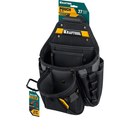 KRAFTOOL KP-27 с быстросъёмным креплением FastClip, 27 карманов и петли, 350 х 260 мм, поясная сумка (38773) купить  в Сочи