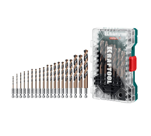 KRAFTOOL НЕХ-1/4″, 19 шт, набор сверл по металлу для винтовёртов и шуруповертов IMPACT READY (29652-H19) купить  в Сочи