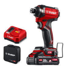 ЗУБР 20 В, 180 Н·м, 1 АКБ LMS (2 А·ч), бесщеточный ударный винтоверт, сумка (ВБУ-180-21)