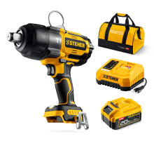 STEHER 20 В, 1000 Н·м, 1 АКБ LMS (4 А·ч), бесщеточный ударный гайковерт, сумка (CWB-1000-41)