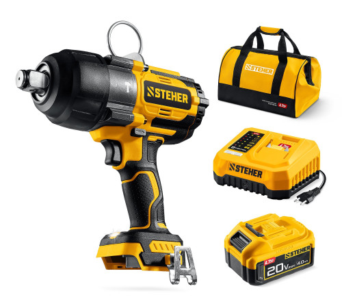 STEHER 20 В, 1000 Н·м, 1 АКБ LMS (4 А·ч), бесщеточный ударный гайковерт, сумка (CWB-1000-41) купить в Сочи STEHER 20 В, 1000 Н·м, 1 АКБ LMS (4 А·ч), бесщеточный ударный гайковерт, сумка (CWB-1000-41) купить в Сочи