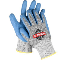 ЗУБР XL, перчатки для защиты от порезов с рельефным латексным покрытием (11277-XL)