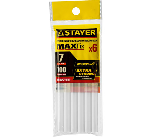 STAYER Cristal, 7 х 100 мм, 6 шт, прозрачные, универсальные клеевые стержни Professional (2-06817-T-S06) купить  в Сочи